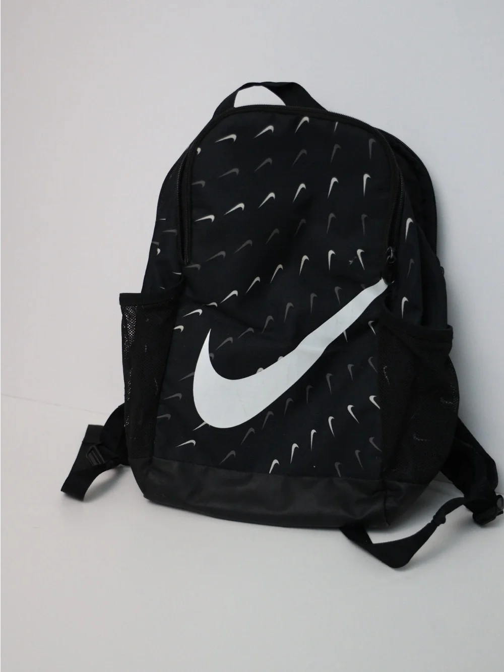 Nike Black Backpack with White Swoosh - kids backpack